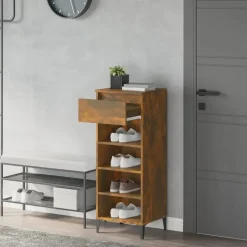vidaXL Schoenenrek 40x36x105 cm bewerkt hout gerookt eikenkleurig