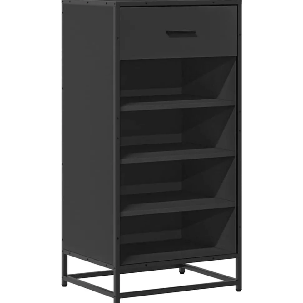 vidaXL Schoenenrek 48x38x97,5 cm bewerkt hout zwart