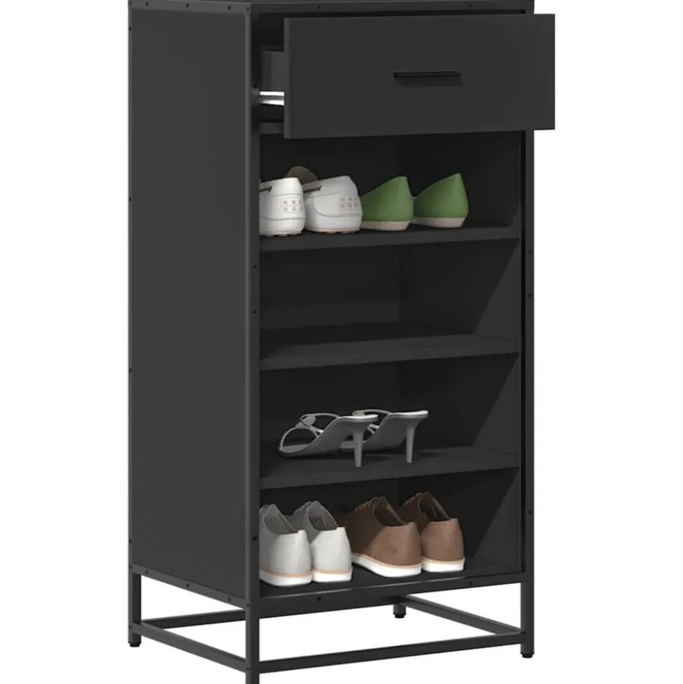 vidaXL Schoenenrek 48x38x97,5 cm bewerkt hout zwart
