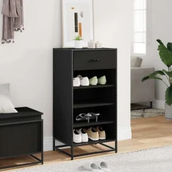 vidaXL Schoenenrek 48x38x97,5 cm bewerkt hout zwart