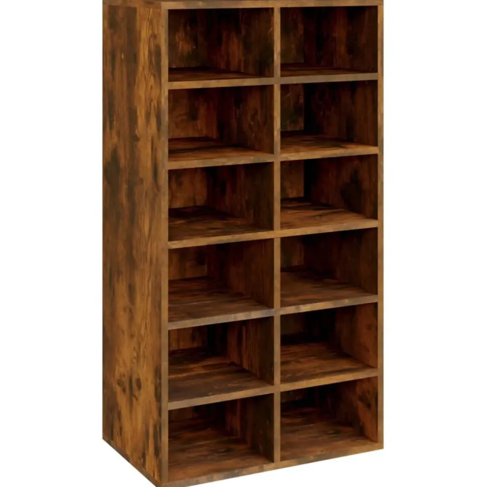 vidaXL Schoenenrek 54x34x100,5 cm bewerkt hout gerookt eikenkleurig
