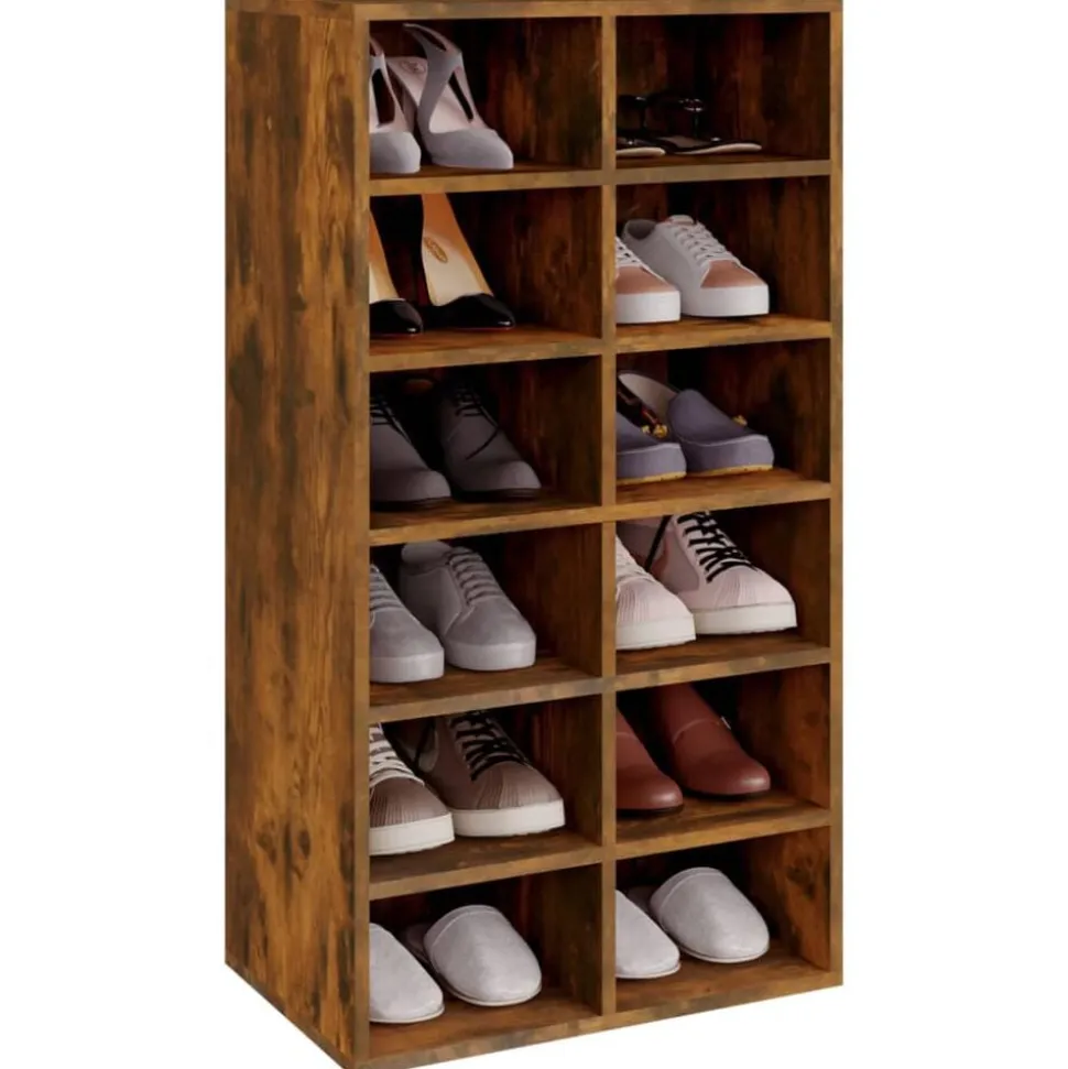 vidaXL Schoenenrek 54x34x100,5 cm bewerkt hout gerookt eikenkleurig