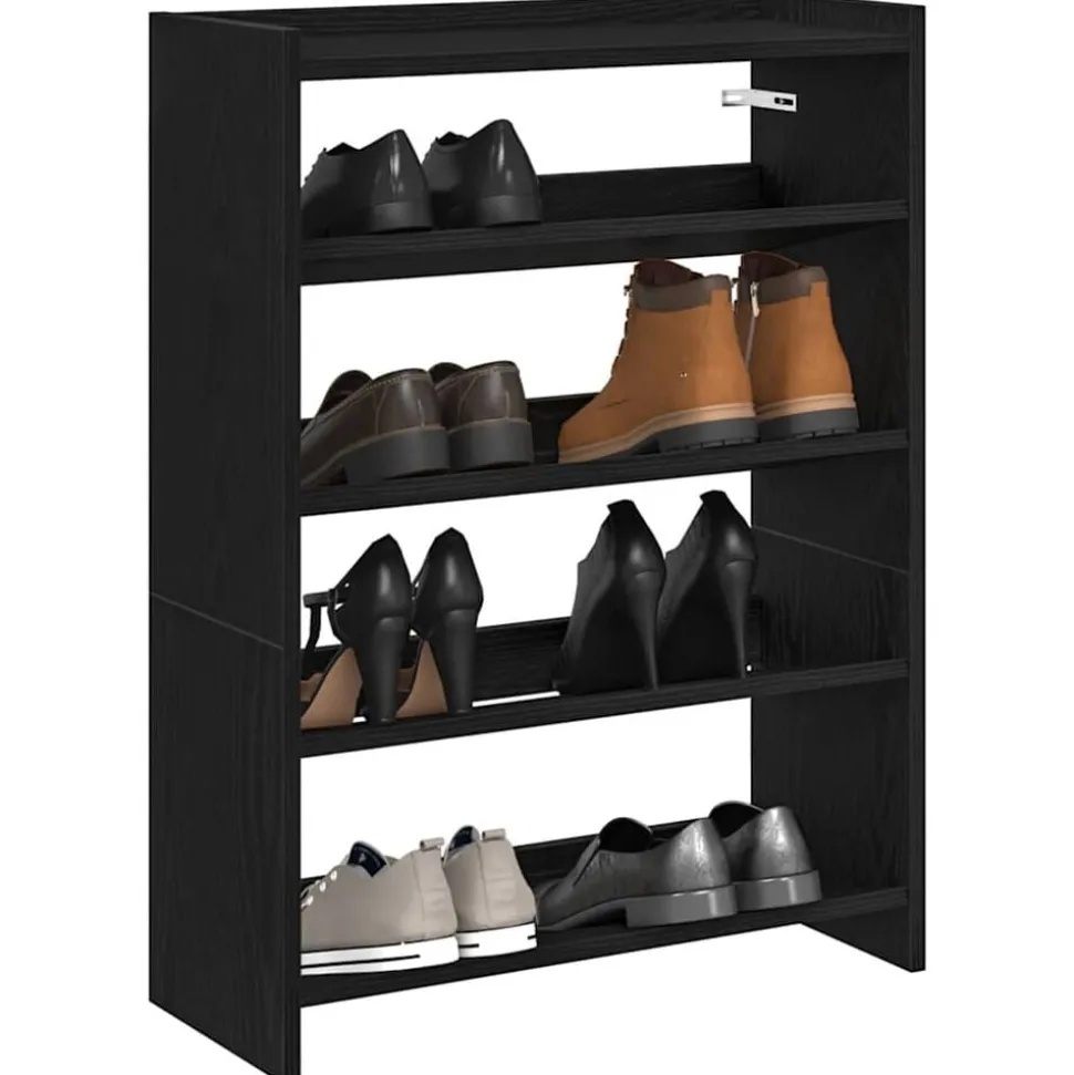 vidaXL Schoenenrek 60x25x81 cm bewerkt hout zwart