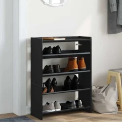 vidaXL Schoenenrek 60x25x81 cm bewerkt hout zwart