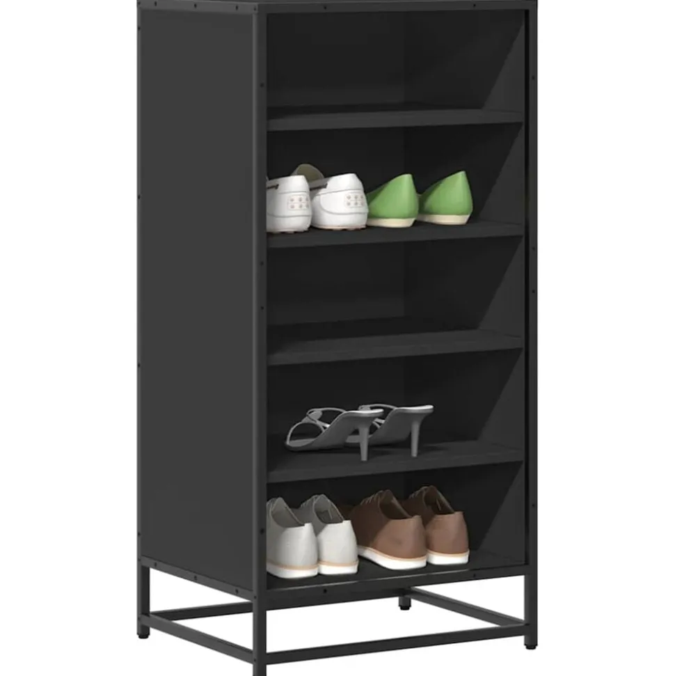 vidaXL Schoenenrek 48x38x97,5 cm bewerkt hout zwart