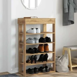 vidaXL Schoenenrek 60x30x98 cm bewerkt hout artisanaal eikenkleur