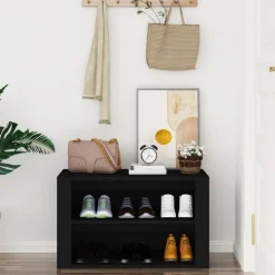 vidaXL Schoenenrek 75x35x45 cm bewerkt hout zwart