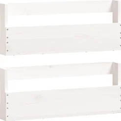 vidaXL Schoenenrekken 2 st 59x9x23 cm massief grenenhout wit