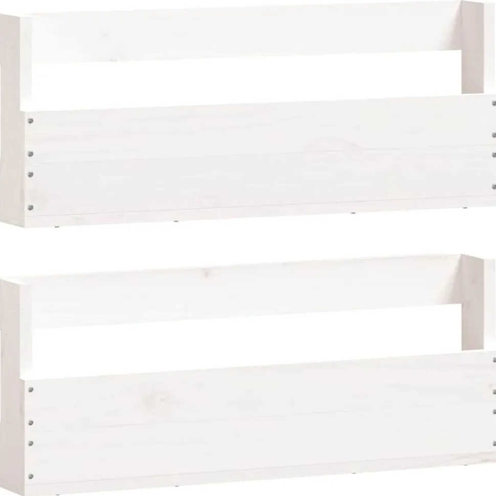 vidaXL Schoenenrekken 2 st 59x9x23 cm massief grenenhout wit