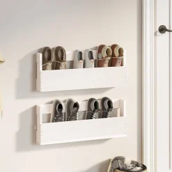 vidaXL Schoenenrekken 2 st 59x9x23 cm massief grenenhout wit