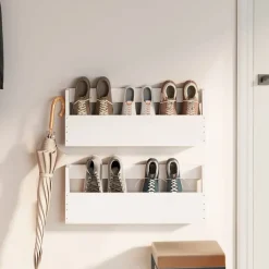 vidaXL Schoenenrekken 2 st 59x9x23 cm massief grenenhout wit