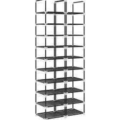 vidaXL Schoenenrekken 2 st 33x33x174 cm vliesvrij 10-laags zwart