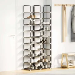 vidaXL Schoenenrekken 2 st 33x33x174 cm vliesvrij 10-laags zwart