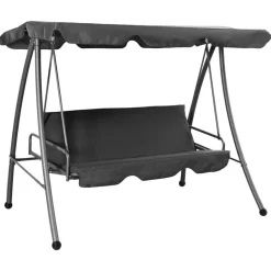 vidaXL Schommelbank voor buiten met dak 192x118x175 cm staal antraciet