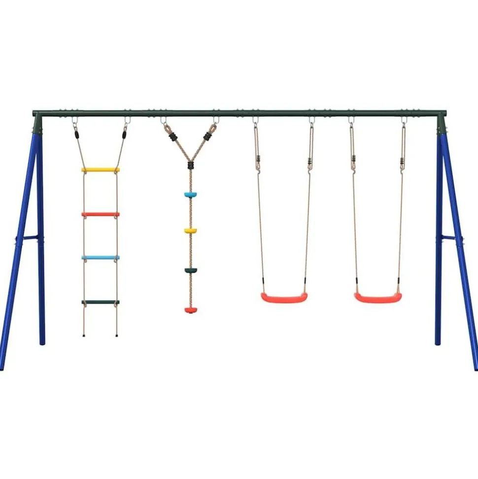 vidaXL Schommelset met schommels, ladder en klimtouw met schijven