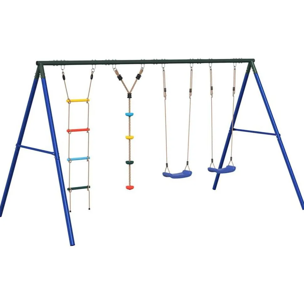 vidaXL Schommelset met schommels, ladder en klimtouw met schijven