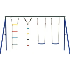 vidaXL Schommelset met schommels, ladder en klimtouw met schijven