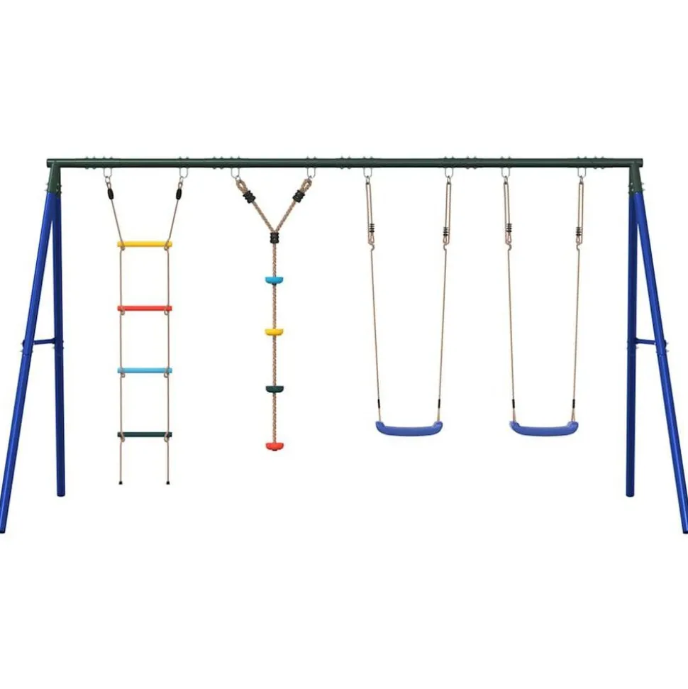 vidaXL Schommelset met schommels, ladder en klimtouw met schijven