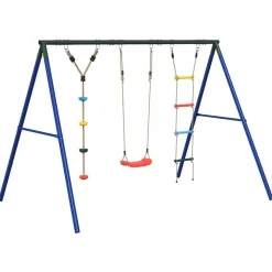 vidaXL Schommelset met schommel, ladder en klimtouw met schijven
