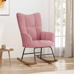vidaXL Schommelstoel fluweel roze