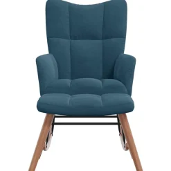 vidaXL Schommelstoel met krukje blauw fluweel