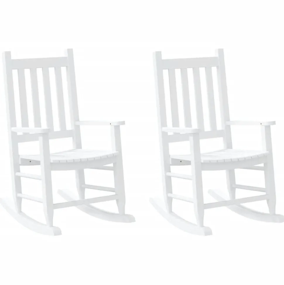 vidaXL Schommelstoelen 2 st voor kinderen massief populierenhout wit