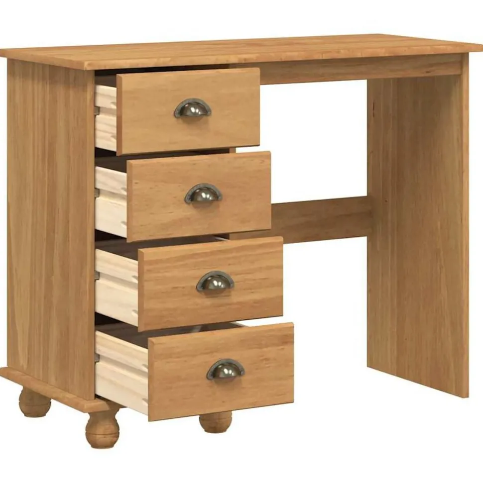 vidaXL Schrijfbureau ASKIM Bruin 95 x 40 x 75 cm Massief grenenhout