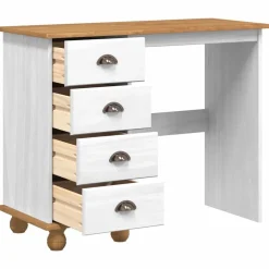 vidaXL Schrijfbureau ASKIM Wit 95 x 40 x 75 cm Massief grenenhout