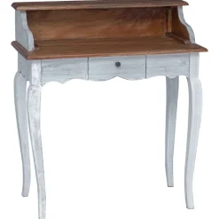 vidaXL Schrijfbureau Bruin en wit 80 x 40 x 92 cm Massief mahoniehout