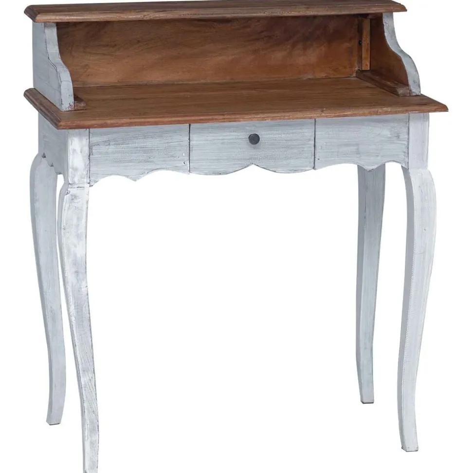 vidaXL Schrijfbureau Bruin en wit 80 x 40 x 92 cm Massief mahoniehout