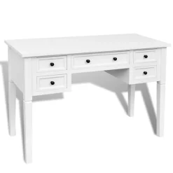 vidaXL Schrijftafel met 5 lades wit