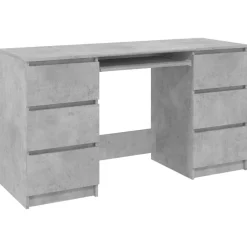 vidaXL Schrijftafel 140x50x77 cm bewerkt hout betongrijs