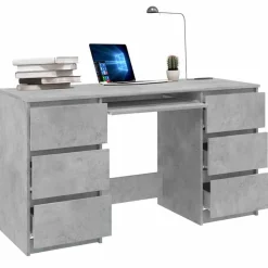 vidaXL Schrijftafel 140x50x77 cm bewerkt hout betongrijs