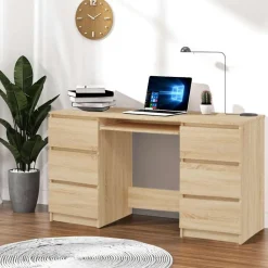 vidaXL Schrijftafel 140x50x77 cm bewerkt hout sonoma eikenkleurig