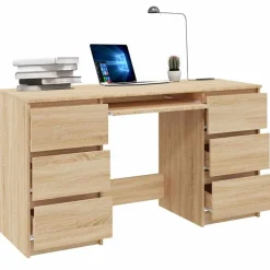 vidaXL Schrijftafel 140x50x77 cm bewerkt hout sonoma eikenkleurig