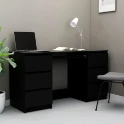 vidaXL Schrijftafel 140x50x77 cm bewerkt hout zwart