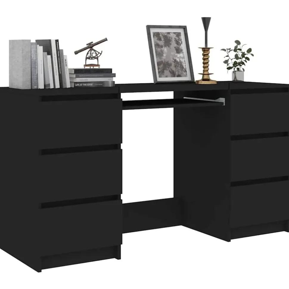 vidaXL Schrijftafel 140x50x77 cm bewerkt hout zwart