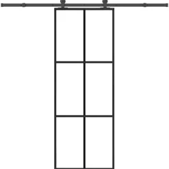 vidaXL Schuifdeur met beslag 76x205 cm ESG-glas en aluminium
