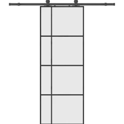 vidaXL Schuifdeur met beslagset 76x205 cm ESG glas zwart