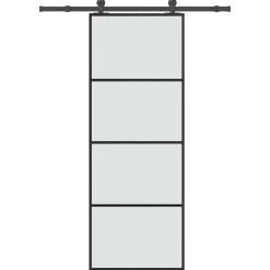 vidaXL Schuifdeur met beslag 76x205 cm ESG-glas en aluminium