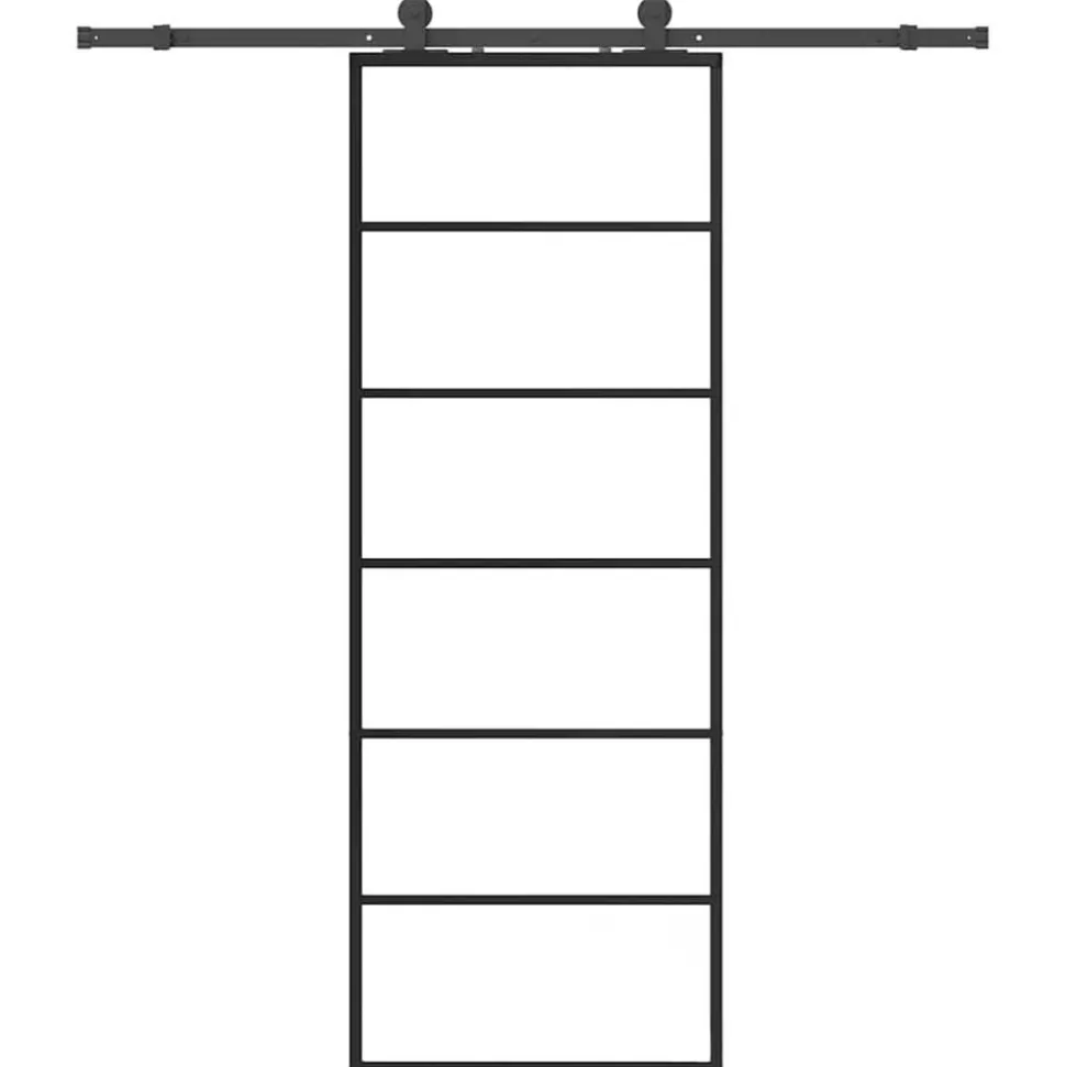 vidaXL Schuifdeur met beslagset 76x205 cm ESG glas zwart
