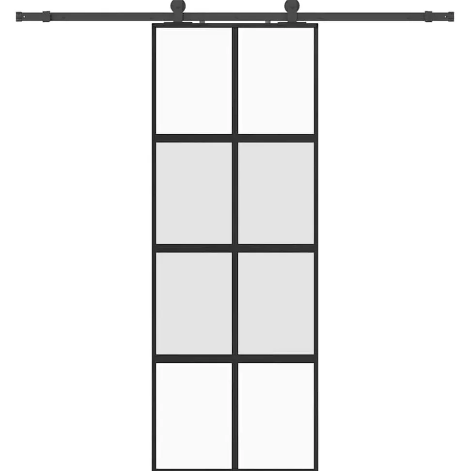 vidaXL Schuifdeur met beslagset 76x205 cm gehard glas zwart