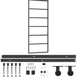 vidaXL Schuifdeur met beslag 76x205 cm aluminium en ESG-glas