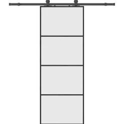 vidaXL Schuifdeur met beslagset 76x205 cm ESG glas zwart