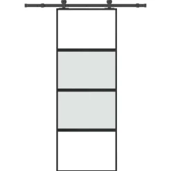 vidaXL Schuifdeur met beslag 76x205 cm gehard glas en aluminium