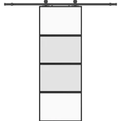 vidaXL Schuifdeur met beslagset 76x205 cm gehard glas zwart