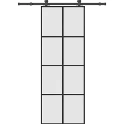 vidaXL Schuifdeur met beslag 76x205 cm ESG-glas en aluminium