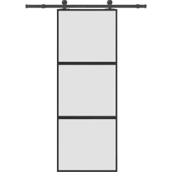 vidaXL Schuifdeur met beslag 76x205 cm gehard glas en aluminium