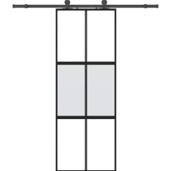 vidaXL Schuifdeur met beslagset 76x205 cm gehard glas zwart