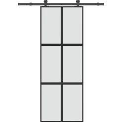 vidaXL Schuifdeur met beslag 76x205 cm gehard glas en aluminium